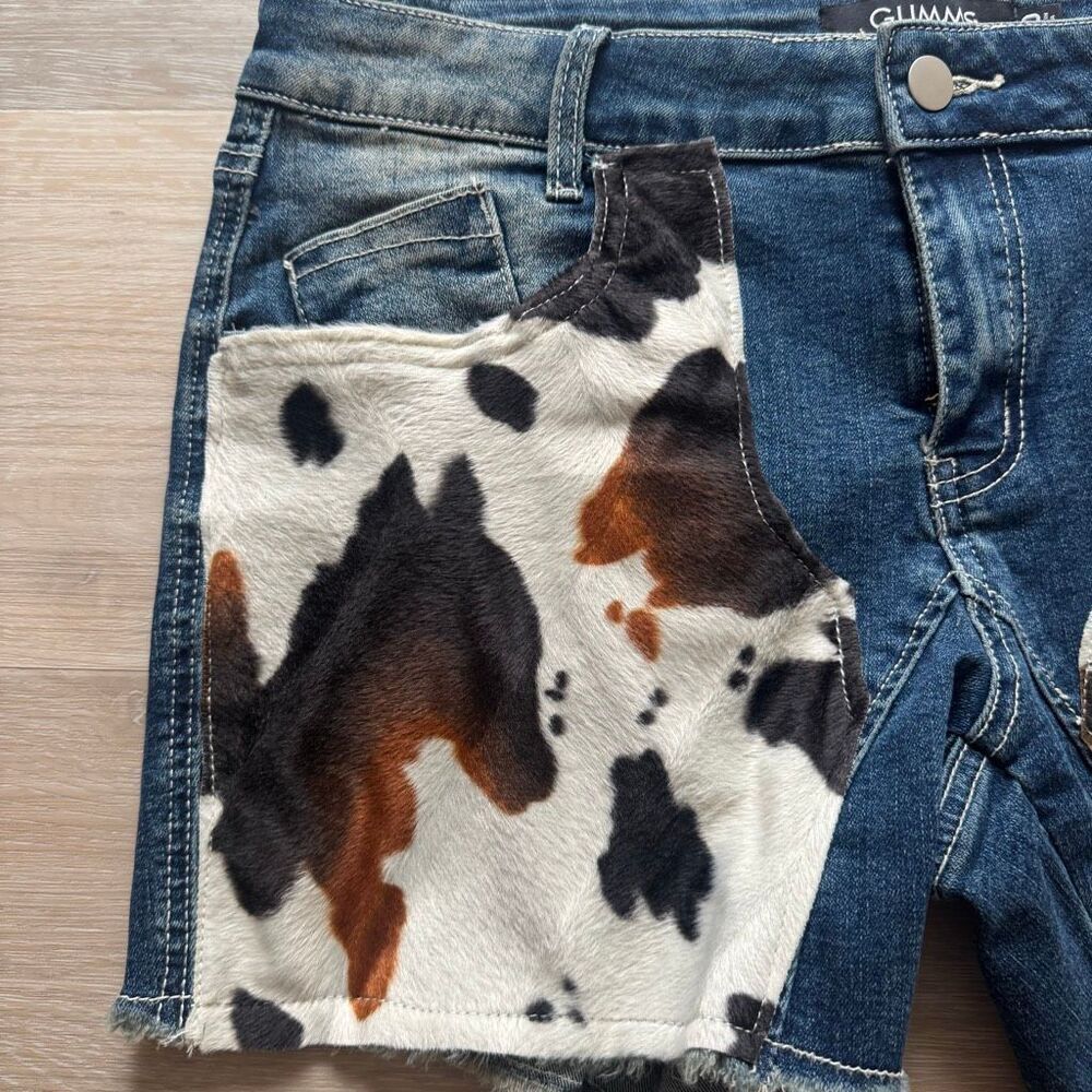 Glimms New York Jeans Natural Leather Shorts Genuine Cowhide Shorts SZ 30 #2505 - Picture 6 of 15